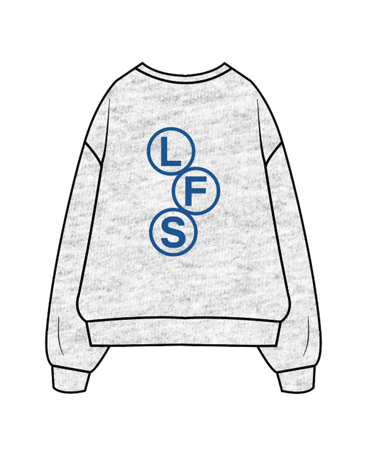 The Mens Crewneck - White Heather - Lagree Fit Studio - Left Chest Stacked & Back Rounds - Printed - Blue