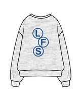 The Mens Crewneck - White Heather - Lagree Fit Studio - Left Chest Stacked & Back Rounds - Printed - Blue