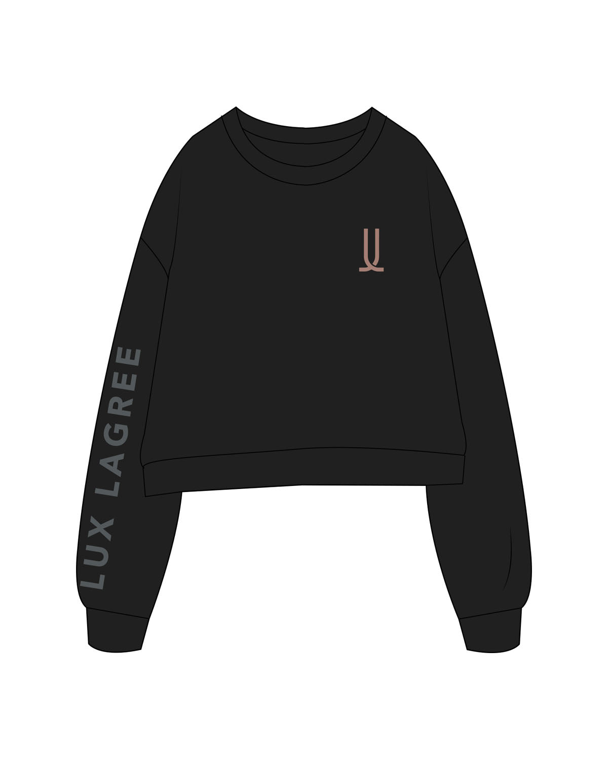The Studio Crop - Black - Lux Lagree - Left Chest & Right Sleeve - Printed - Full Color