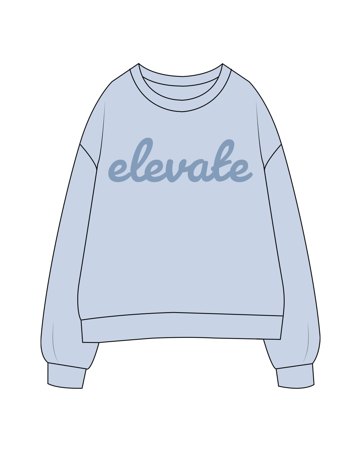 The Womens Crewneck - Powder - Elevate Pilates - Center Chest "ELEVATE" - Printed - Tone on Tone