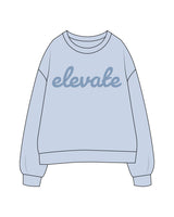 The Womens Crewneck - Powder - Elevate Pilates - Center Chest "ELEVATE" - Printed - Tone on Tone