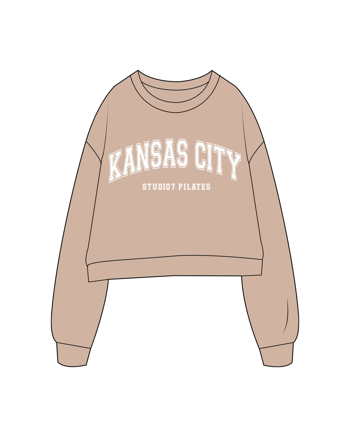 The Studio Crop - Taupe - STUDIO 7 - Chest Kansas Logo - Printed - White