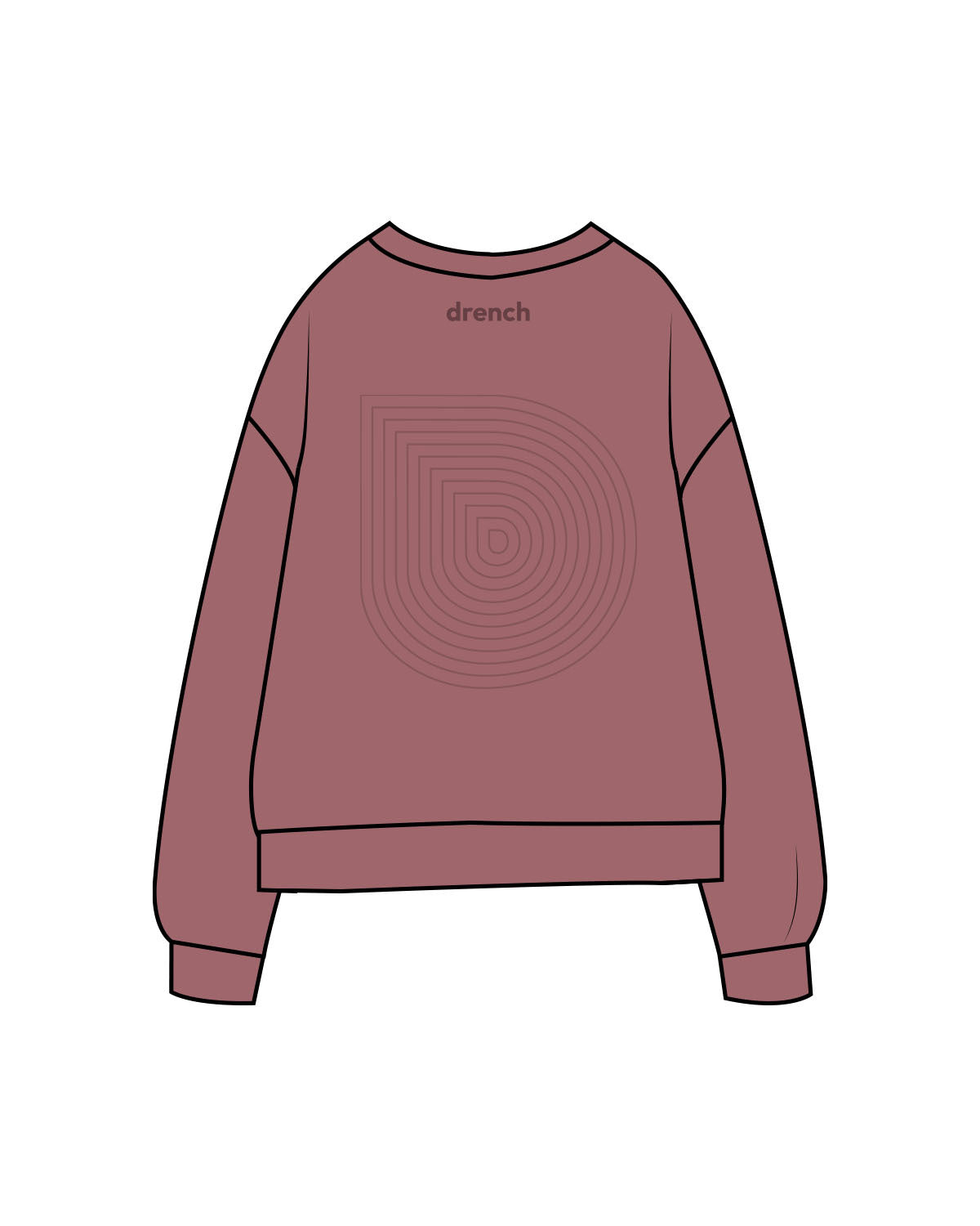 The Midweight Unisex Crewneck - Washed Maroon - Drench - Center Back Logo & Back Neckline - Printed - Tone on Tone