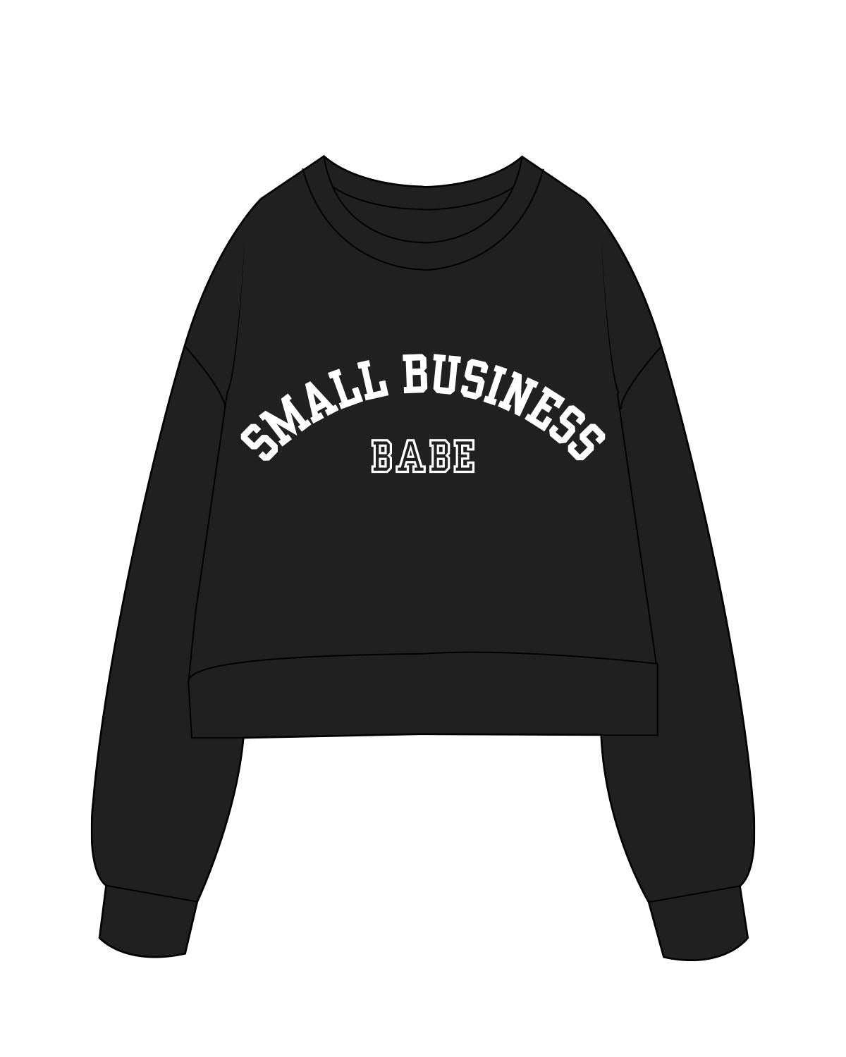 The Studio Crop - Black - Forever Friday - Center Chest - Arch Stacked - White