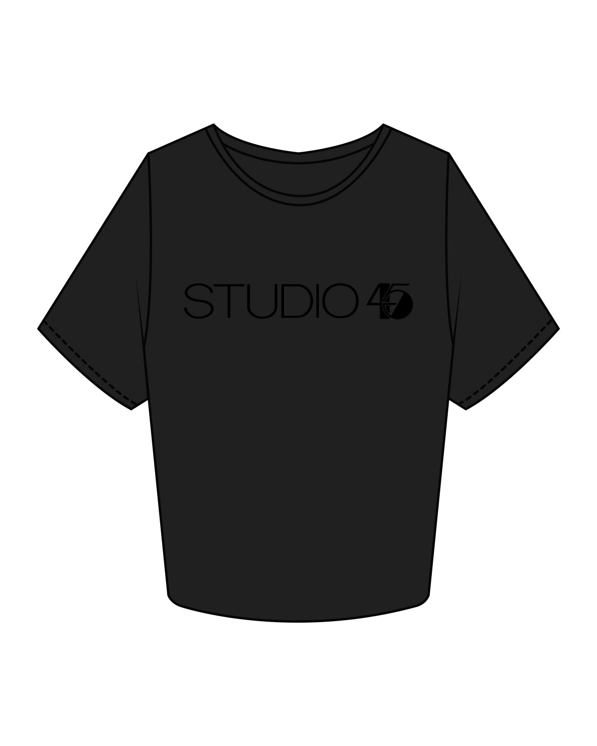 The Crop Tee - Black - Studio 45 - Center Chest - Tone on Tone