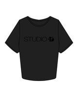 The Crop Tee - Black - Studio 45 - Center Chest - Tone on Tone