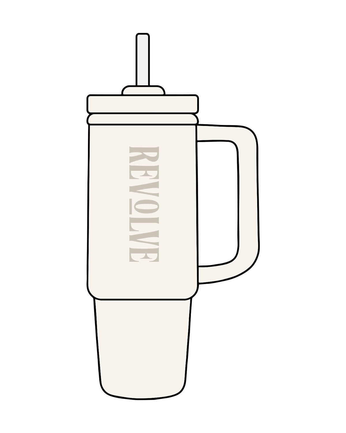 The Tumbler Cup - Off White - Revolve Pilates - Center Body "Revolve" - Printed - Tone on Tone