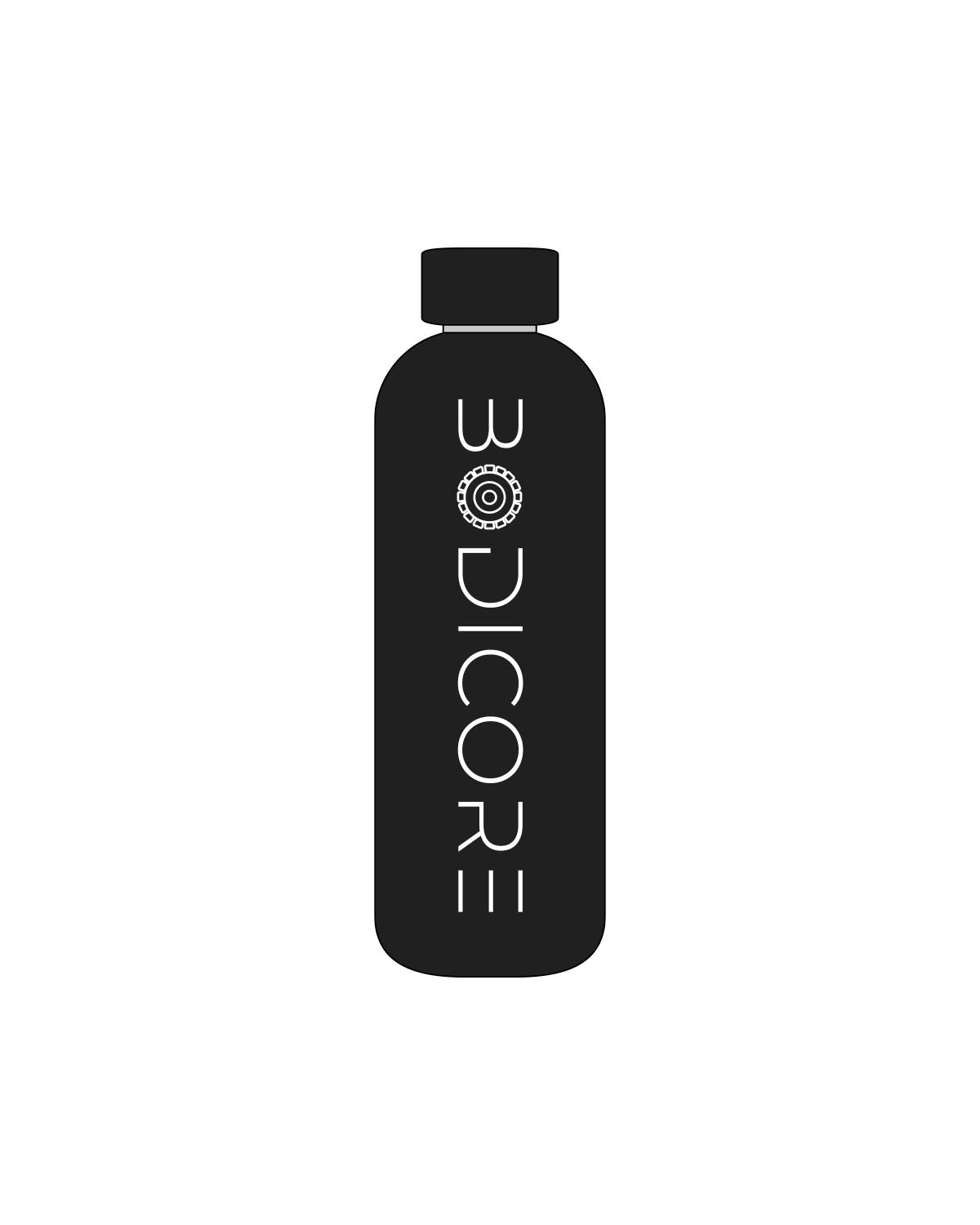 The Water Bottle - Black - Bodicore - Center Body - Printed - White