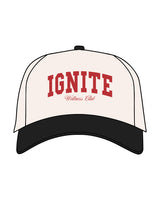 The Canvas Cap - Natural / Black - Center Crown - IGNITE Logo Puff - Wellness Club Logo Flat - Embroidered - Red