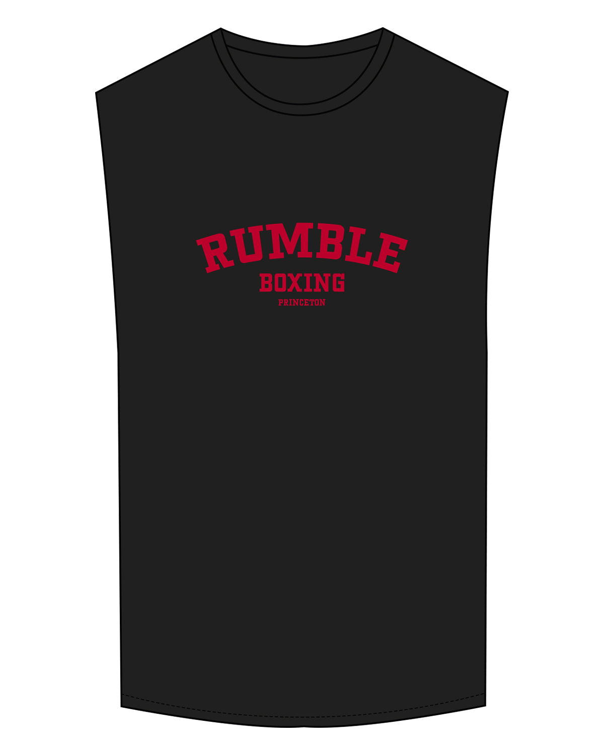 The Muscle Tank - Black - Rumble Boxing - Center Chest - Red