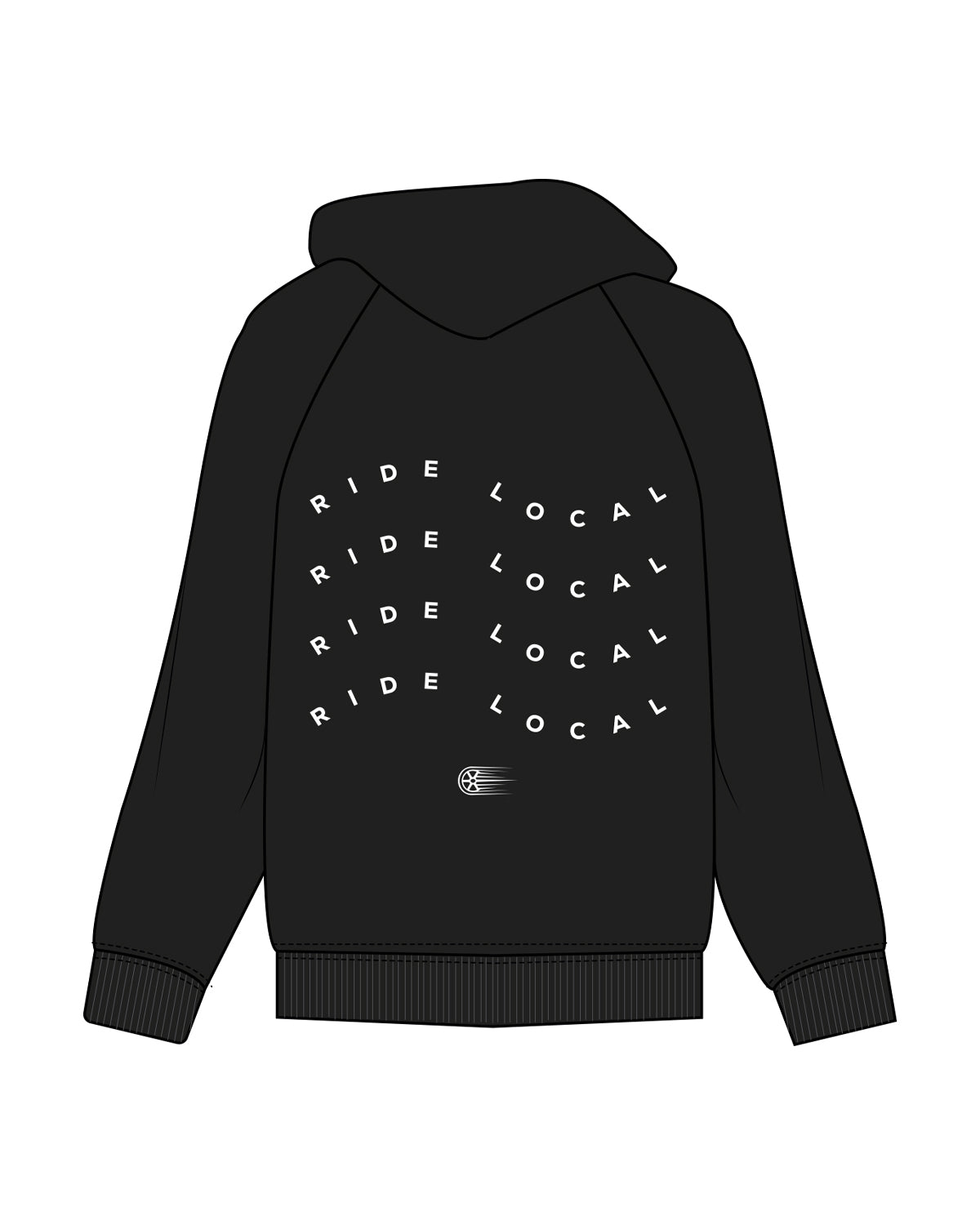 The Womens Hoodie - Black - Wheel House NY - Center Chest & Back Stacked - White