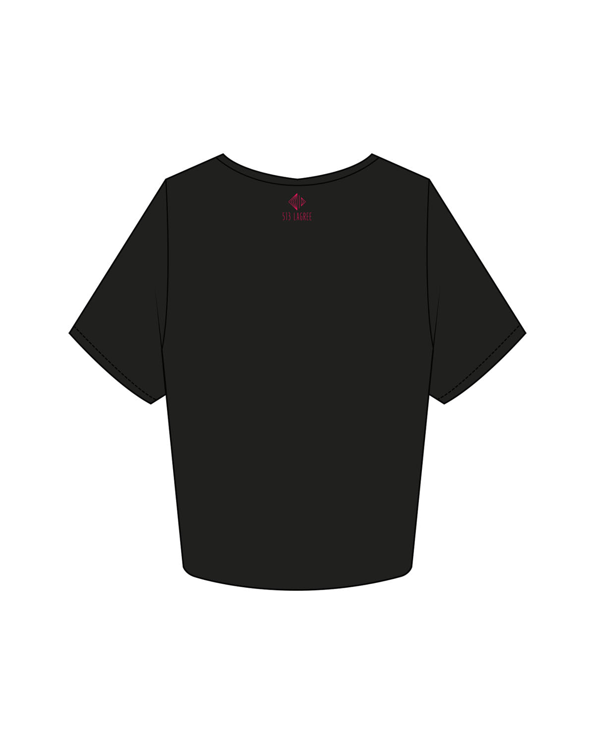 The Crop Tee - Black - 513 Lagree - Center Chest Stacked & Center Back Neckline - Printed - Full Color