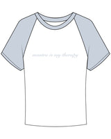 The Micro Rib Baby Tee - White / Baby Blue - Mantra - Center Chest - Light Blue