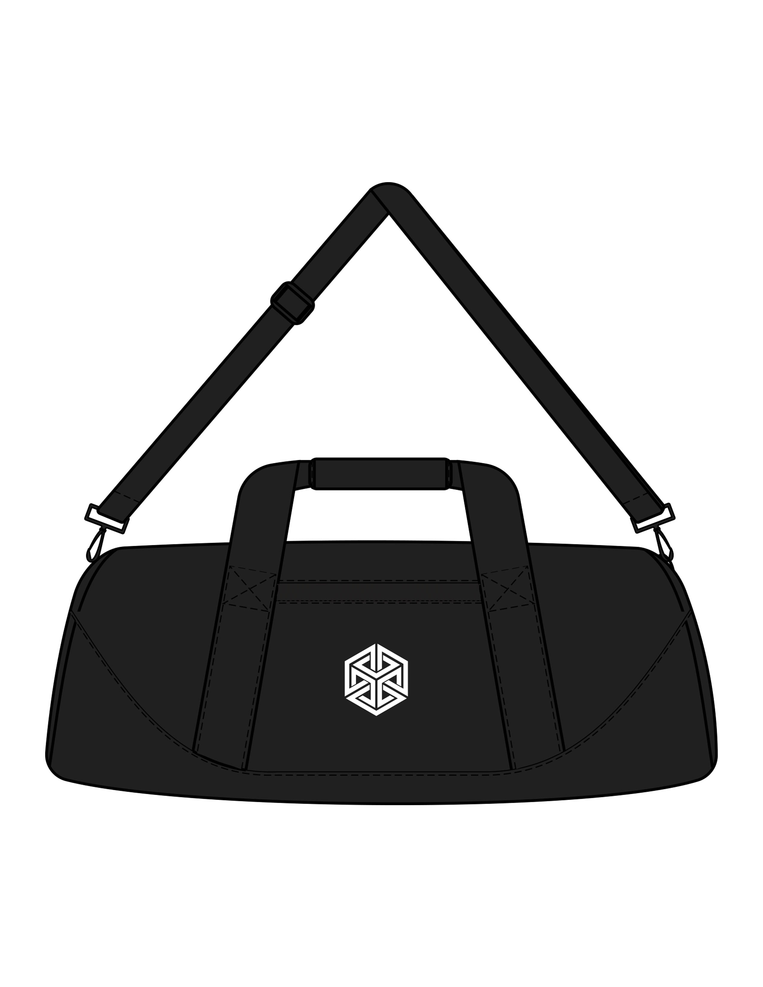 The Gym Duffel - Black - Club Body - Front & Back Center Body - Printed - White