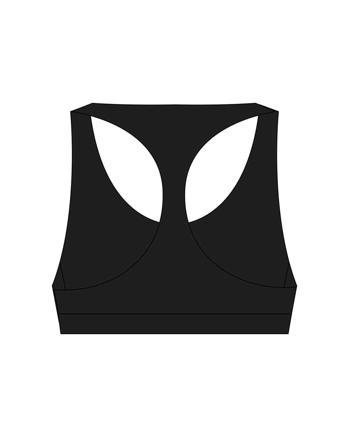 The Racer Bra - Black - Barre Life - Center Chest - Printed - White