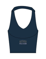The Halter Tank - Blue - Rush Cycle Studio - Center Back Stacked - Printed - Full Color