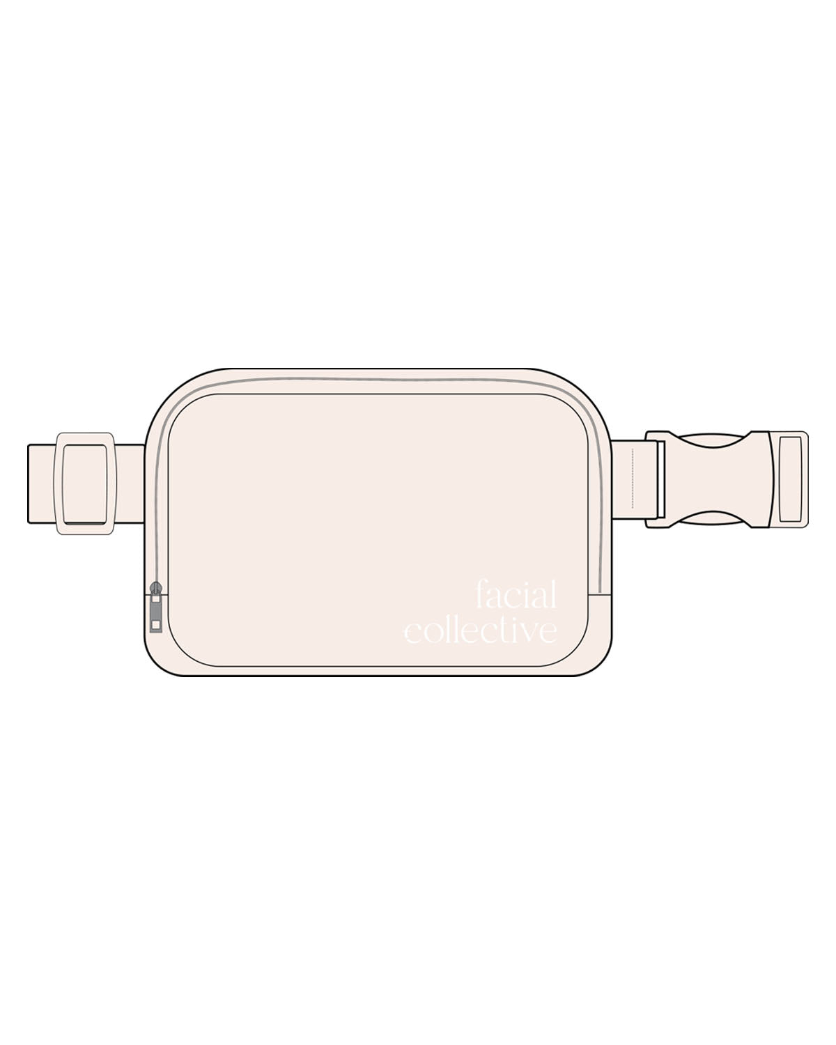 The Cross Body Bag - Peach - Facial Collective - Left Bottom Corner - Embroidered - White
