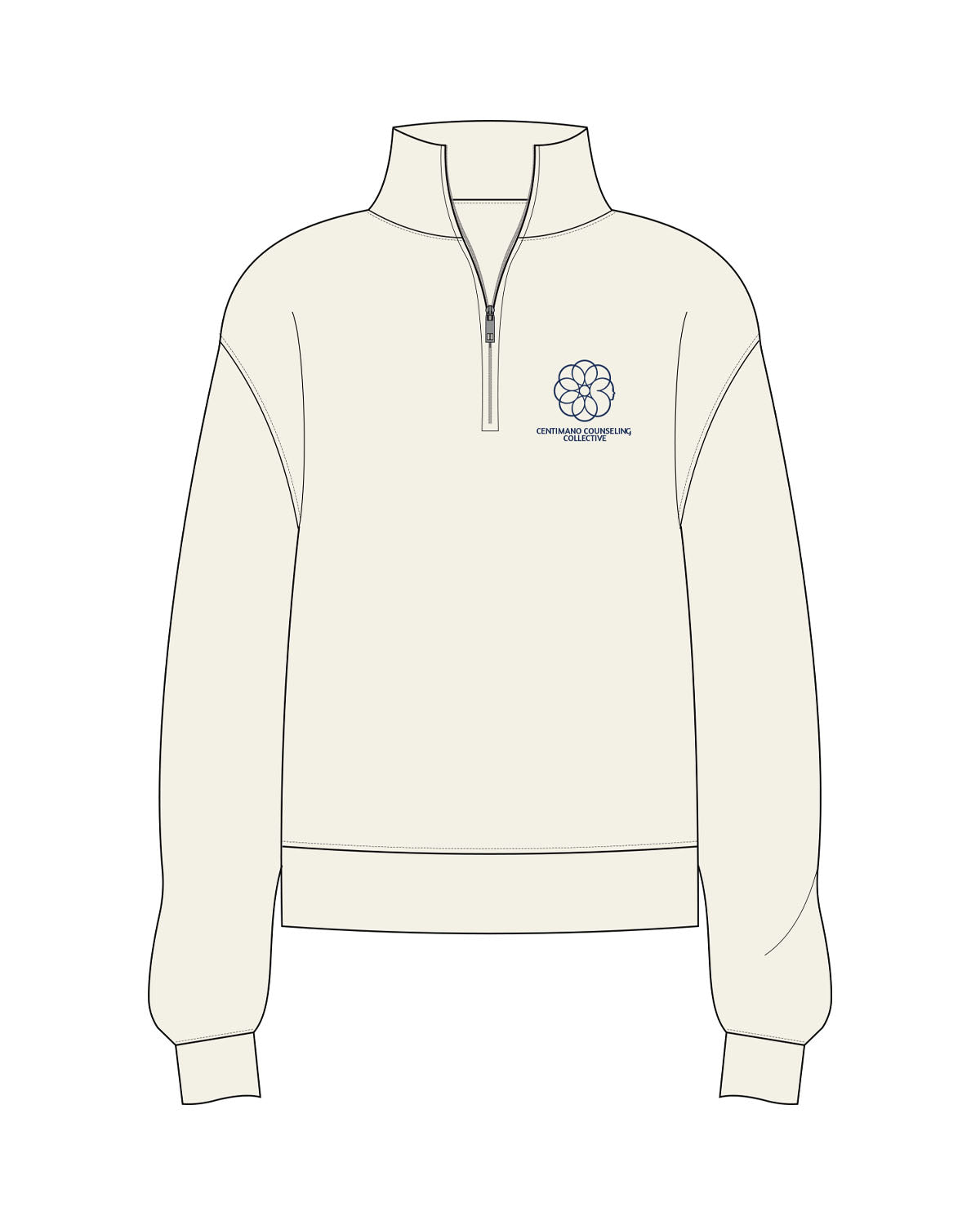 The Womens 1/4 Zip - Off White - Centimano Counseling - Left Chest Stacked - Embroidered - Navy