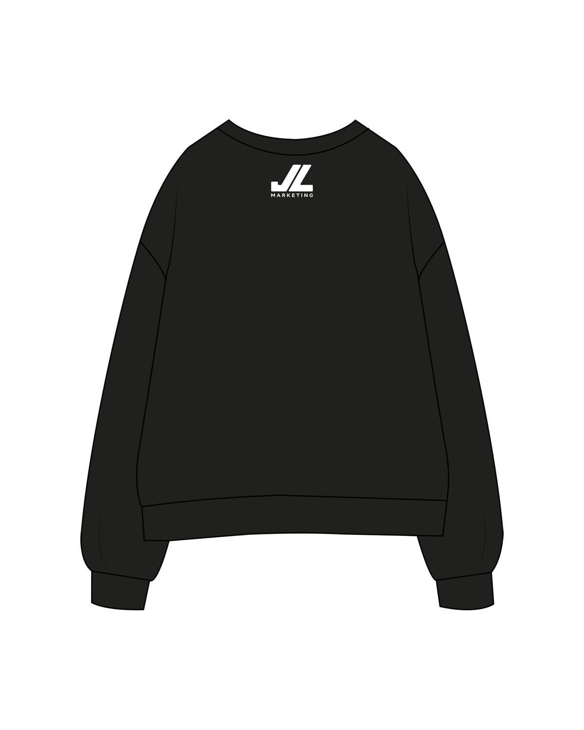 The Womens Crewneck - Black - JL Marketing / Bodybar - Center Chest Stacked & Back Neckline - Printed - Full Color