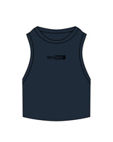 The Ribbed Crop Tank - Navy - Instaphysiques - Center Chest - Embroidered Tone on Tone