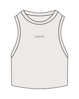The Ribbed Crop Tank - Bone - Corefire - Center Chest - Embroidered - Tone on Tone