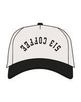 The Canvas Cap - Natural / Black - 513 Coffee - Center Crown Arc - Embroidered - Puff - Black