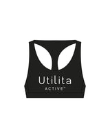 The Racer Bra - Black  - Utilita Active - Chest - Printed-  White