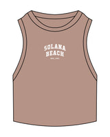 The Ribbed Crop Tank - Clay - Lisel Lewis - Center Chest Stacked - Emroidered White