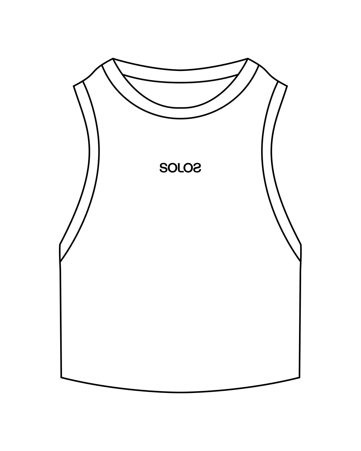 The Ribbed Crop Tank - White - Solos Pilates - Center Chest - Embroidered - Black