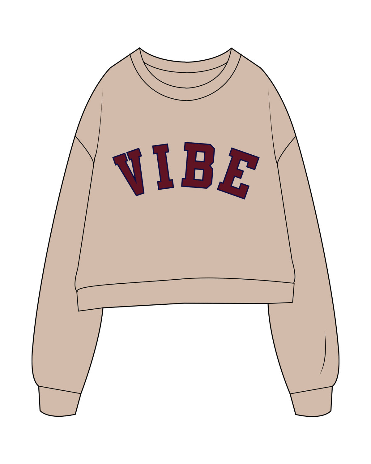 The Studio Crop - Taupe - The Vibe - Center Chest - Printed - Full color