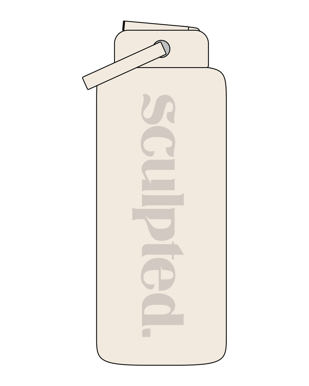 The Wide Mouth Water Bottle - Off White - SCULPTED - Center Body - Printed - Tone on Tone