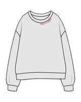 The Mens Crewneck - White Heather - TML - Front Neckline - Embroidered - Red