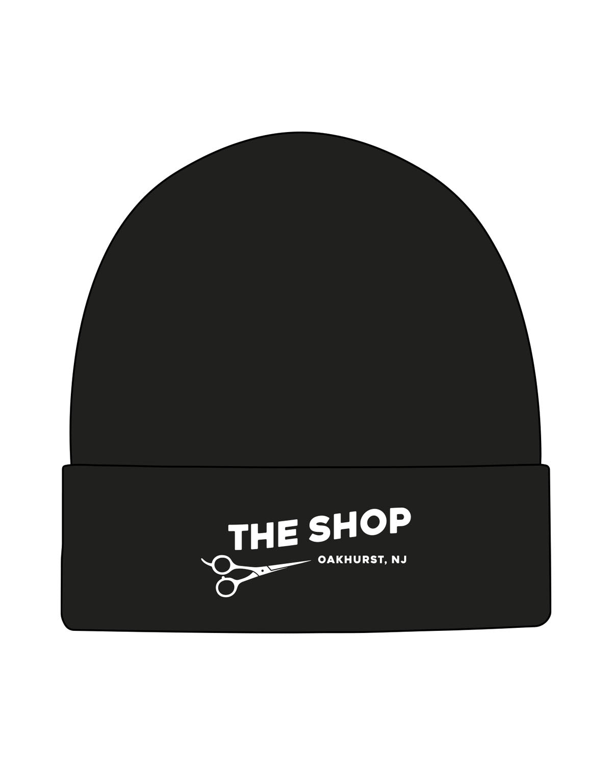 The Beanie - Black - The Shop - Center Stacked - Scissor - Embroidered - White