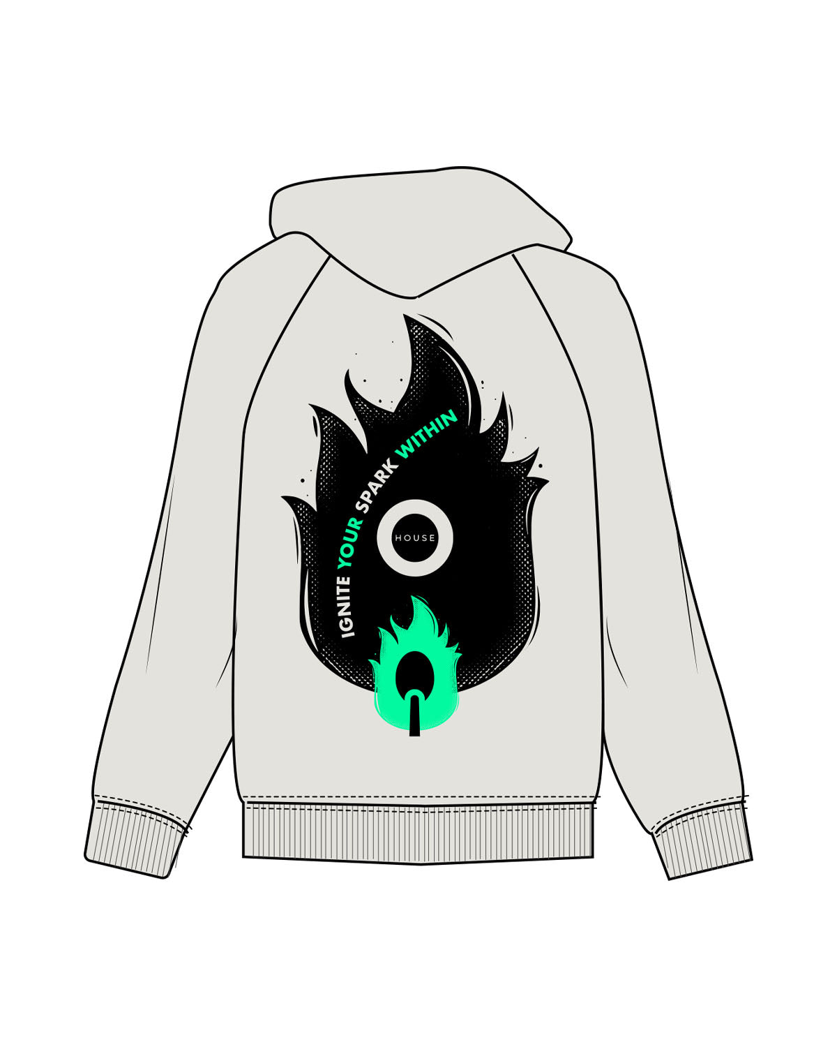 The Mens Hoodie - Washed Bone - HiLo - Left Chest Logo & Center Back Logo - Printed - Full Color