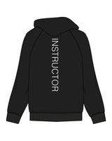 The Womens Zip Hoodie - Black - Evolve Lagree - Right Sleeve - Left Chest & Back Center Stacked - White