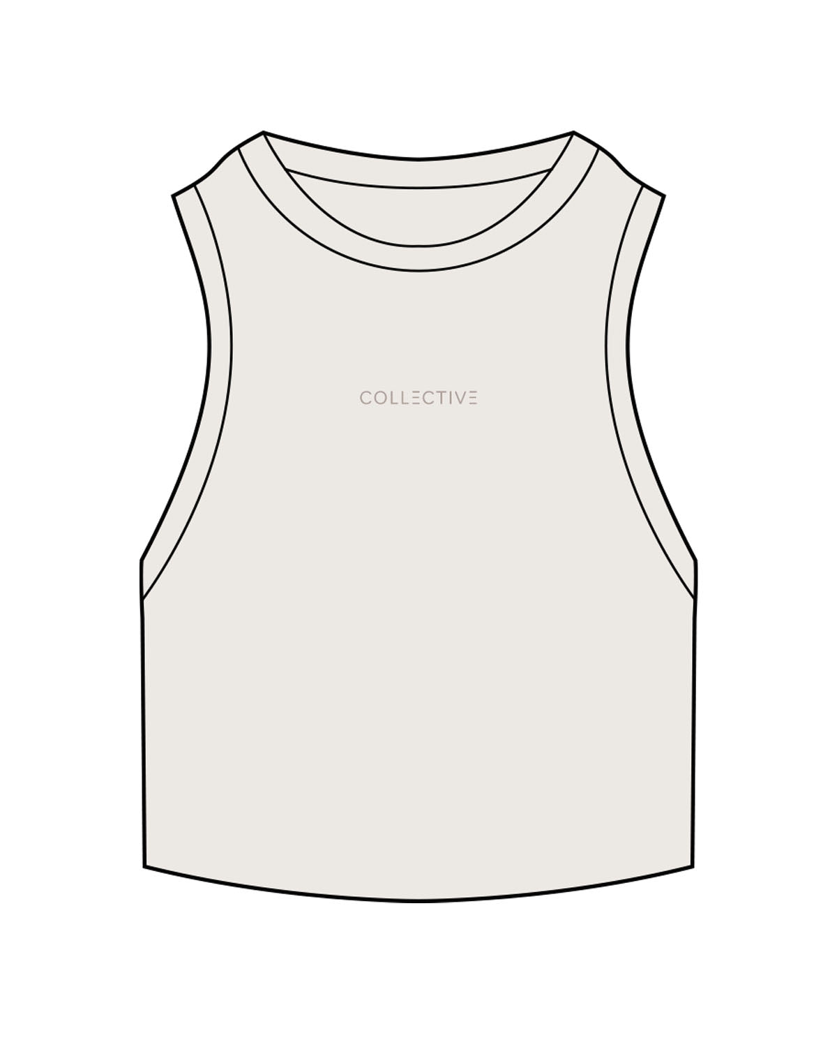 The Ribbed Crop Tank - Bone- Collective Studios - Center Chest - "Collective" - Embroidered - Tone on Tone