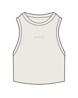 The Ribbed Crop Tank - Bone- Collective Studios - Center Chest - "Collective" - Embroidered - Tone on Tone