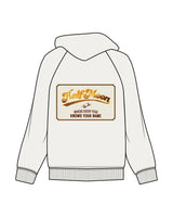 The Mens Hoodie - Washed Off White - Half Moon Yoga - Left Chest & Back Boxed Text - Printed - Full Color