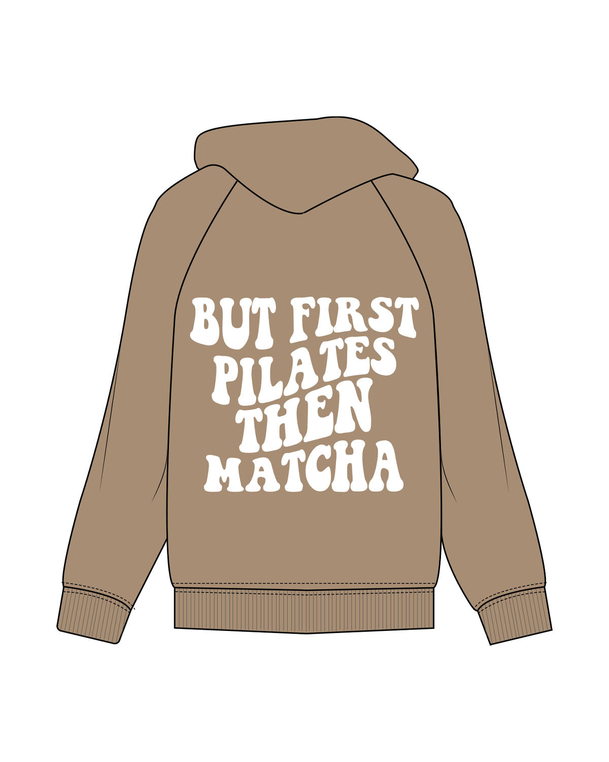 The Mens Hoodie - Sand - Pilates Phoenix - Left Chest & Center Back - Printed - Puff - White