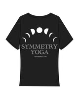 The Baby Tee - Black - Symmetry Yoga - Front Left & Back Center Stacked - White