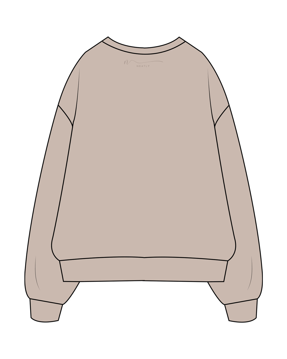 The Mens Crewneck - Bone - Neatly - Center Chest & Back Neckline - Tone on Tone