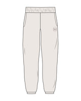 The Womens Sweatpants - Bone - Method Pilates - Left Leg - Printed - Chocolate