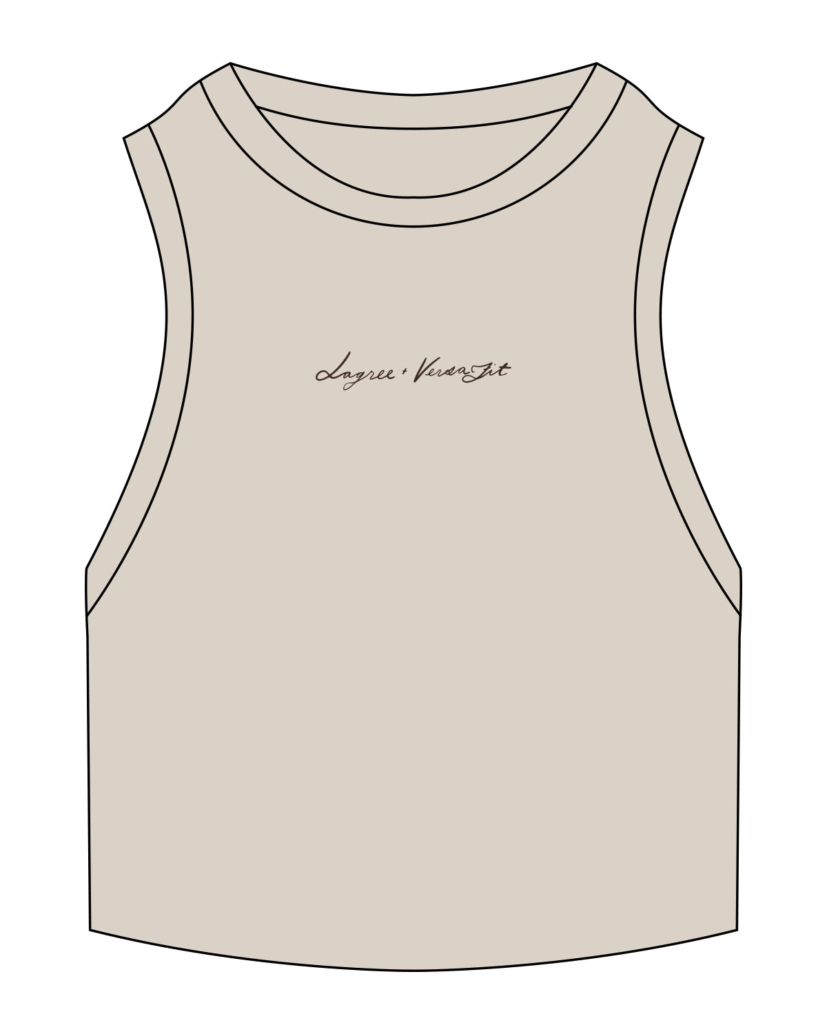 The Ribbed Crop Tank - Bone -  Lagree Versa - Center Chest - Embroidered - Chocolate Brown