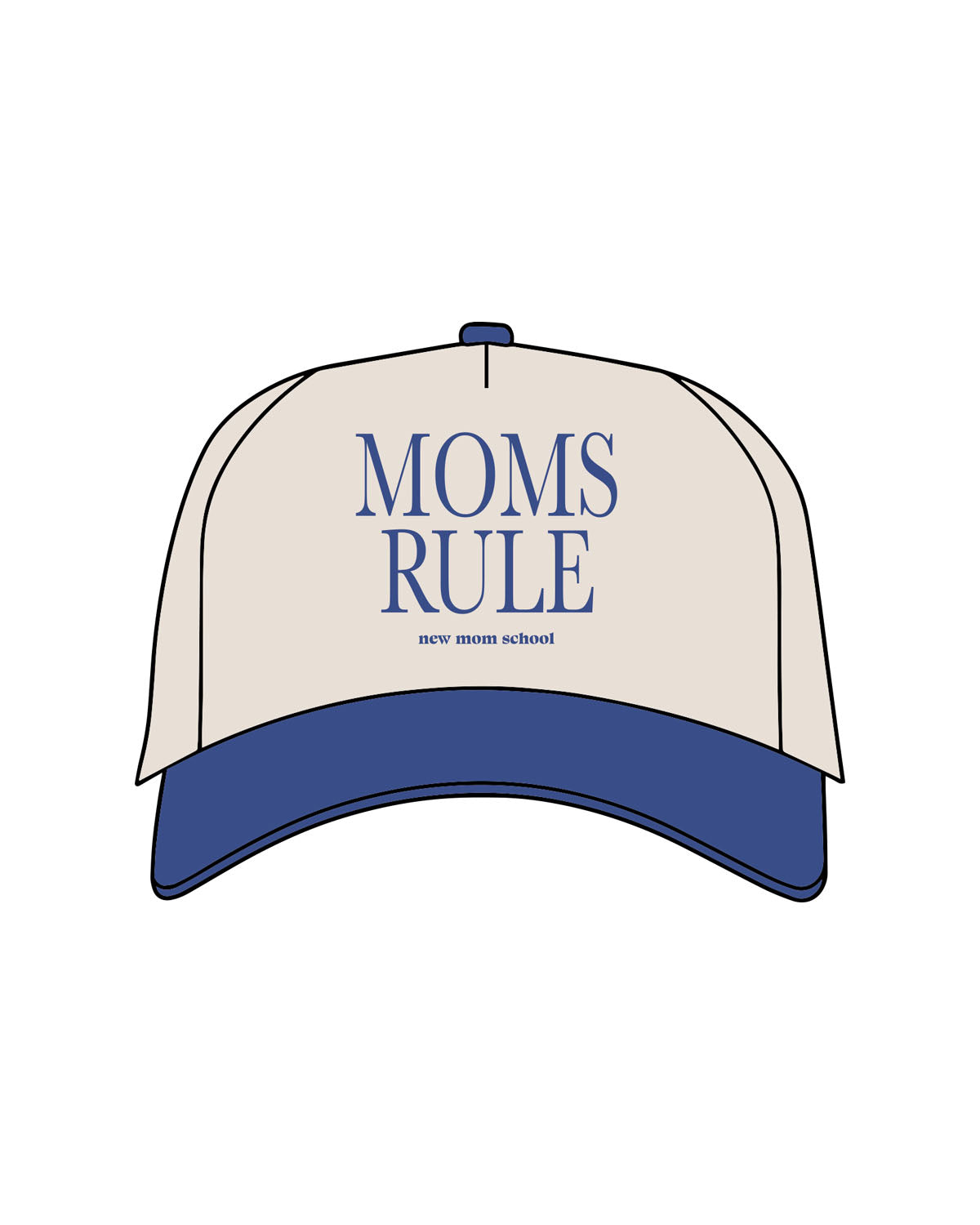The Canvas Cap - Natural / Liberty - New Mom School - Center Crown Stacked "MOMS RULE" - Embroidered - Liberty