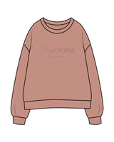 The Womens Crewneck - Clay - Flightform - Center Chest Stacked - Printed - Tone on Tone