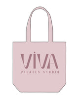 The Promo Tote Bag - Light Pink - Viva Pilates - Center Stacked - Printed - Tone on Tone