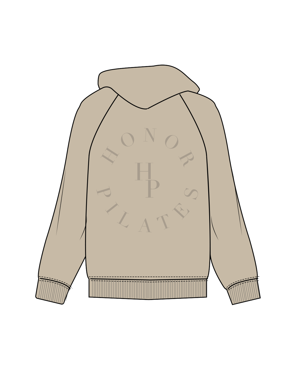 The Mens Hoodie - Washed Taupe - Honor Pilates - Pocket / Back - Washed Taupe