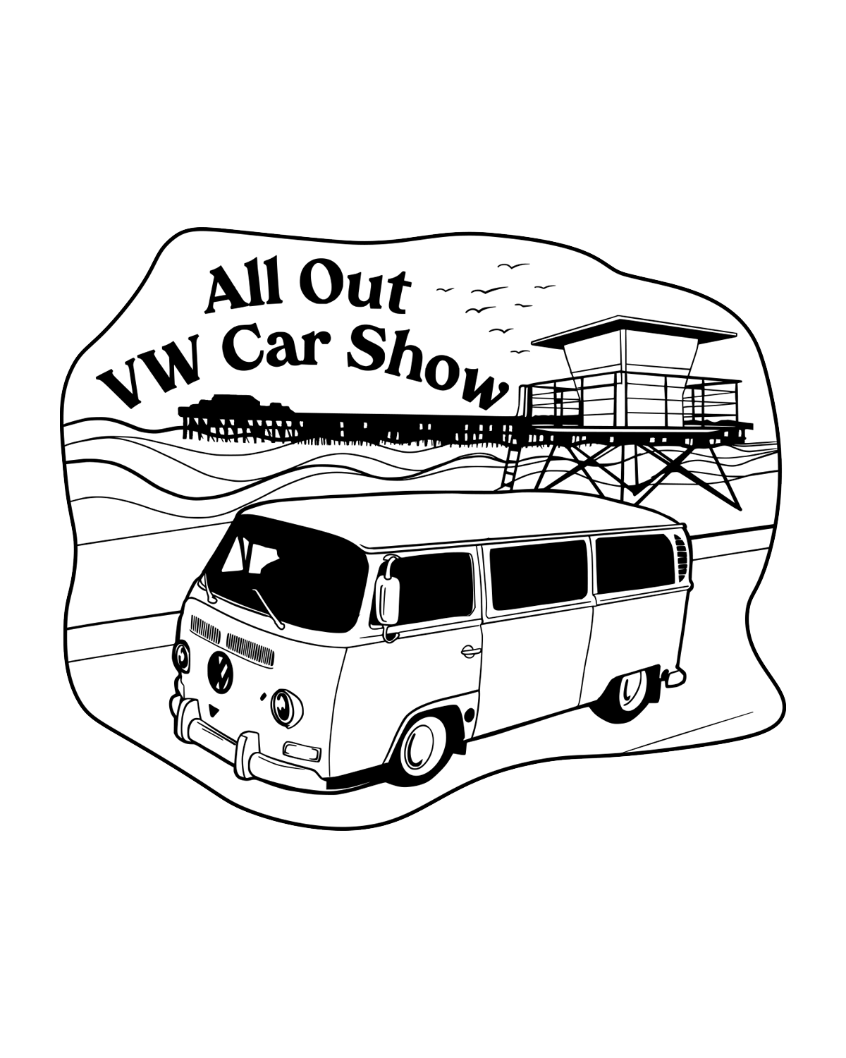 The Sticker - Bus On Beach - VW Car Show