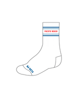 The Crew Grip Sock - White - Pilates Plus PB - 4th July - Blue / Red Logo & Bands