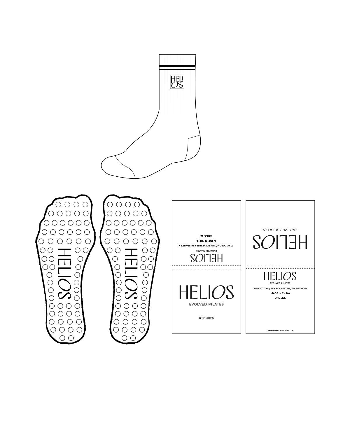The Crew Grip Sock - White - Helios - Black Logos / Transparent Grip